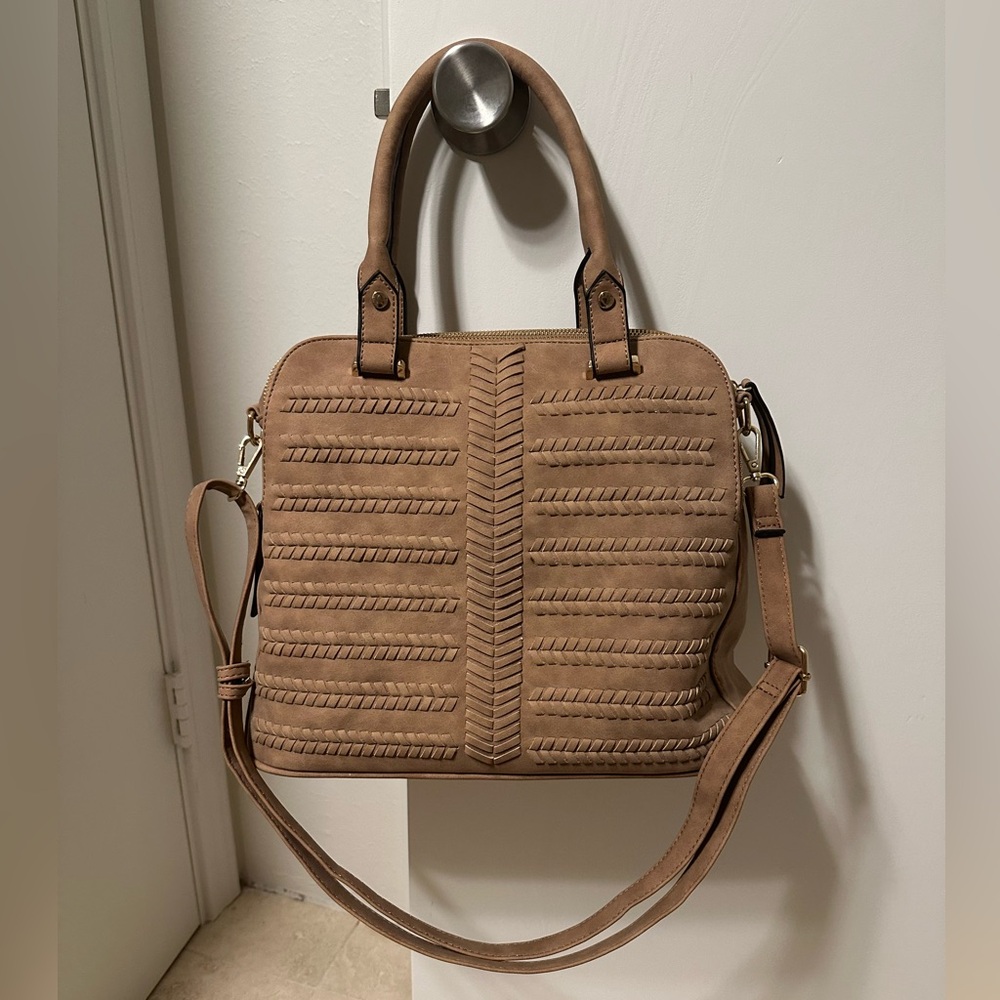 Faux suede woven design purse